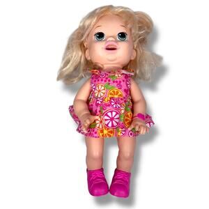 Hasbro Baby Alive Snackin' Sara Doll 16" Loose Blonde Soft Face Bilingual 2014